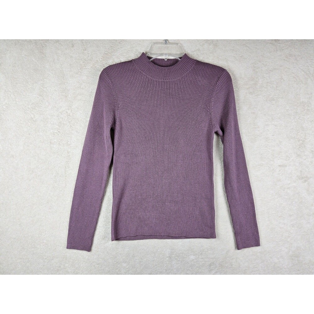 GU Women's Long Sleeve Ribbed Mock Neck Sweater Lavender Size M